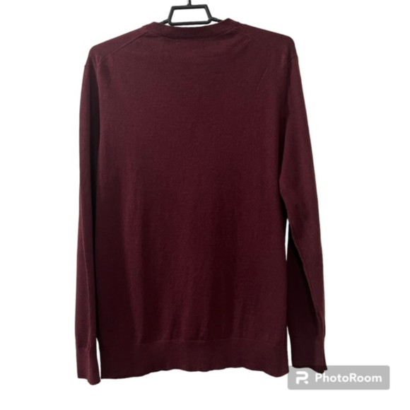 Claiborne Mens Maroon V-Neck Cotton Cashmere Blend Pullover Sweater Size LG - Picture 2 of 11